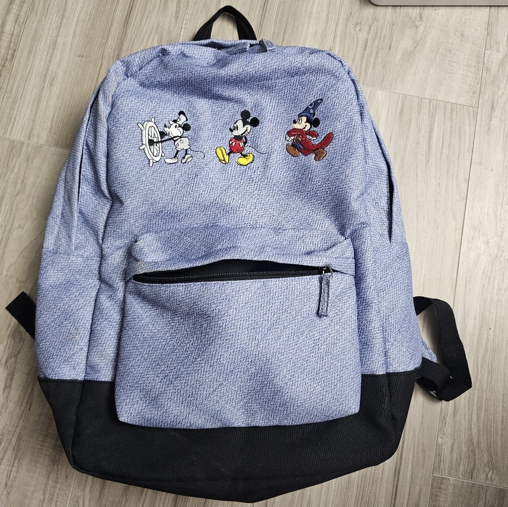 DISNEY Blue Backpack with Embrodered Mickey Character Patches